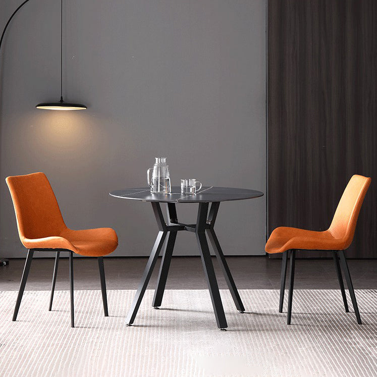 Modern Style Sintered Stone Dining Room Table Round Table with Metal Base Clearhalo ' dining_table' 'Dining Tables & Seating' 'Dining Tables' 'furn' 'furn_dining_table' 'Furniture' 'furniture_dining_table' 'Kitchen & Dining Furniture' 'kitchen&dining_furn' 'kitchen' 'kitchen_dining_table' 3670845
