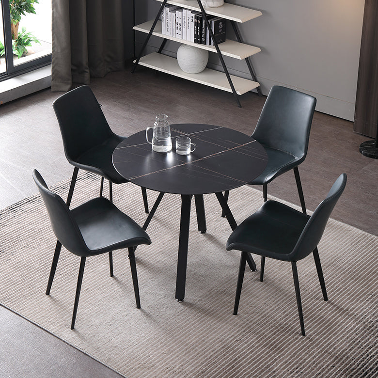 Modern Style Sintered Stone Dining Room Table Round Table with Metal Base Clearhalo ' dining_table' 'Dining Tables & Seating' 'Dining Tables' 'furn' 'furn_dining_table' 'Furniture' 'furniture_dining_table' 'Kitchen & Dining Furniture' 'kitchen&dining_furn' 'kitchen' 'kitchen_dining_table' 3670853