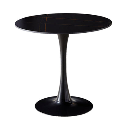 Modern Style Sintered Stone Dining Room Table Round Table with Tulip Base Black Without Chairs Clearhalo ' dining_table' 'Dining Tables & Seating' 'Dining Tables' 'furn' 'furn_dining_table' 'Furniture' 'furniture_dining_table' 'Kitchen & Dining Furniture' 'kitchen&dining_furn' 'kitchen' 'kitchen_dining_table' 3670859