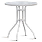 Modern Style Glass Dining Room Dinner Kitchen Table Clear Round Table with Metal Base White 27.6"L x 27.6"W x 29.5"H Without Chairs Clearhalo ' dining_table' 'Dining Tables & Seating' 'Dining Tables' 'furn' 'furn_dining_table' 'Furniture' 'furniture_dining_table' 'Kitchen & Dining Furniture' 'kitchen&dining_furn' 'kitchen' 'kitchen_dining_table' 3670872