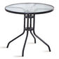 Modern Style Glass Dining Room Dinner Kitchen Table Clear Round Table with Metal Base Black 31.5"L x 31.5"W x 29.5"H Without Chairs Clearhalo ' dining_table' 'Dining Tables & Seating' 'Dining Tables' 'furn' 'furn_dining_table' 'Furniture' 'furniture_dining_table' 'Kitchen & Dining Furniture' 'kitchen&dining_furn' 'kitchen' 'kitchen_dining_table' 3670879