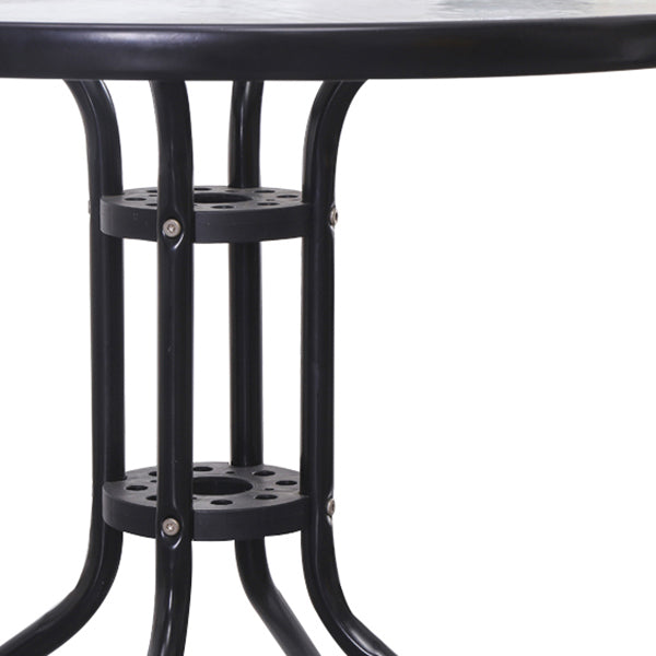 Modern Style Glass Dining Room Dinner Kitchen Table Clear Round Table with Metal Base Clearhalo ' dining_table' 'Dining Tables & Seating' 'Dining Tables' 'furn' 'furn_dining_table' 'Furniture' 'furniture_dining_table' 'Kitchen & Dining Furniture' 'kitchen&dining_furn' 'kitchen' 'kitchen_dining_table' 3670880
