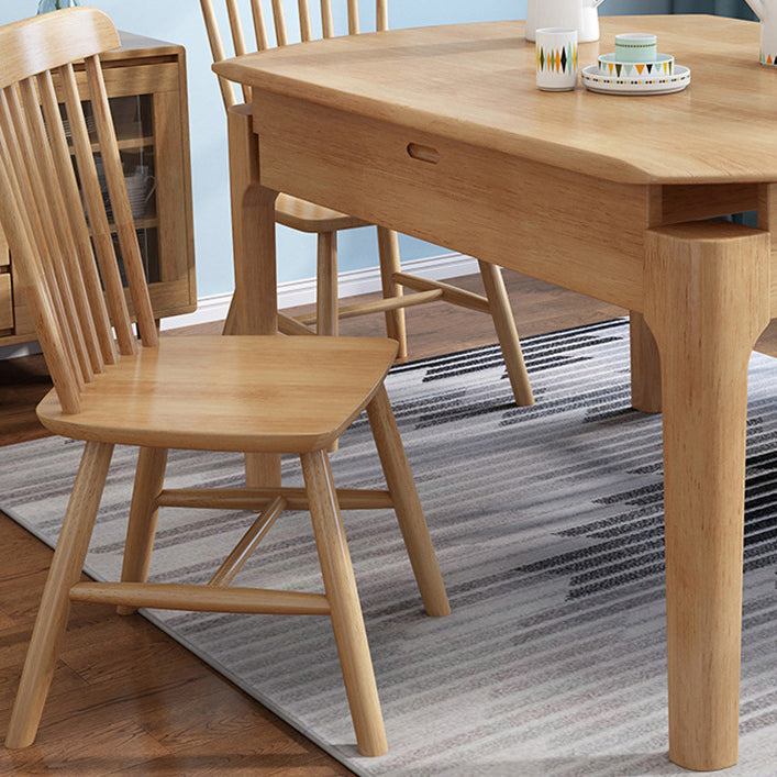 Modern Style Solid Wood Dining Table Rectangle Home Table with 4 Legs for Home Clearhalo ' dining_table' 'Dining Tables & Seating' 'Dining Tables' 'furn' 'furn_dining_table' 'Furniture' 'furniture_dining_table' 'Kitchen & Dining Furniture' 'kitchen&dining_furn' 'kitchen' 'kitchen_dining_table' 3670893