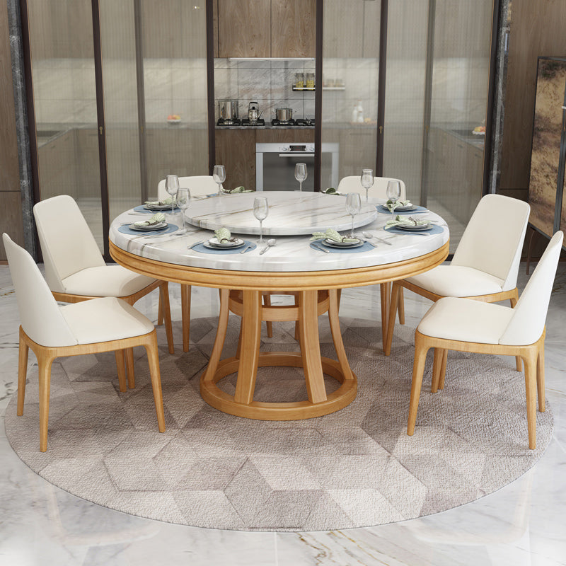 Simplicity Home Sintered Stone Dining Table Round Shape Table with Solid Wood Base Clearhalo ' dining_table' 'Dining Tables & Seating' 'Dining Tables' 'furn' 'furn_dining_table' 'Furniture' 'furniture_dining_table' 'Kitchen & Dining Furniture' 'kitchen&dining_furn' 'kitchen' 'kitchen_dining_table' 3670898