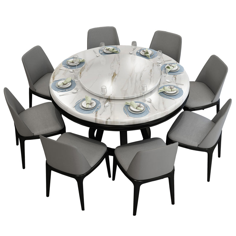 Simplicity Home Sintered Stone Dining Table Round Shape Table with Solid Wood Base Black Without Chairs Clearhalo ' dining_table' 'Dining Tables & Seating' 'Dining Tables' 'furn' 'furn_dining_table' 'Furniture' 'furniture_dining_table' 'Kitchen & Dining Furniture' 'kitchen&dining_furn' 'kitchen' 'kitchen_dining_table' 3670899