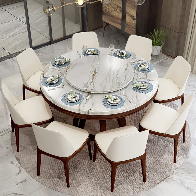 Simplicity Home Sintered Stone Dining Table Round Shape Table with Solid Wood Base Brown Without Chairs Clearhalo ' dining_table' 'Dining Tables & Seating' 'Dining Tables' 'furn' 'furn_dining_table' 'Furniture' 'furniture_dining_table' 'Kitchen & Dining Furniture' 'kitchen&dining_furn' 'kitchen' 'kitchen_dining_table' 3670901