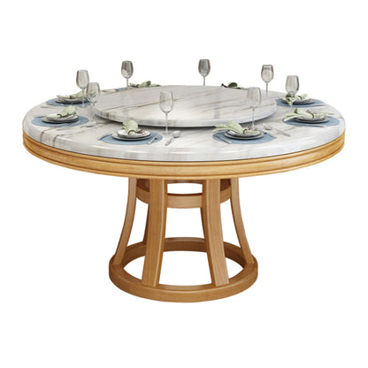 Simplicity Home Sintered Stone Dining Table Round Shape Table with Solid Wood Base Natural Without Chairs Clearhalo ' dining_table' 'Dining Tables & Seating' 'Dining Tables' 'furn' 'furn_dining_table' 'Furniture' 'furniture_dining_table' 'Kitchen & Dining Furniture' 'kitchen&dining_furn' 'kitchen' 'kitchen_dining_table' 3670903