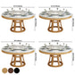 Simplicity Home Sintered Stone Dining Table Round Shape Table with Solid Wood Base Clearhalo ' dining_table' 'Dining Tables & Seating' 'Dining Tables' 'furn' 'furn_dining_table' 'Furniture' 'furniture_dining_table' 'Kitchen & Dining Furniture' 'kitchen&dining_furn' 'kitchen' 'kitchen_dining_table' 3670906