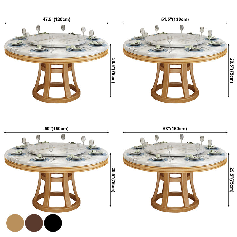 Simplicity Home Sintered Stone Dining Table Round Shape Table with Solid Wood Base Clearhalo ' dining_table' 'Dining Tables & Seating' 'Dining Tables' 'furn' 'furn_dining_table' 'Furniture' 'furniture_dining_table' 'Kitchen & Dining Furniture' 'kitchen&dining_furn' 'kitchen' 'kitchen_dining_table' 3670906