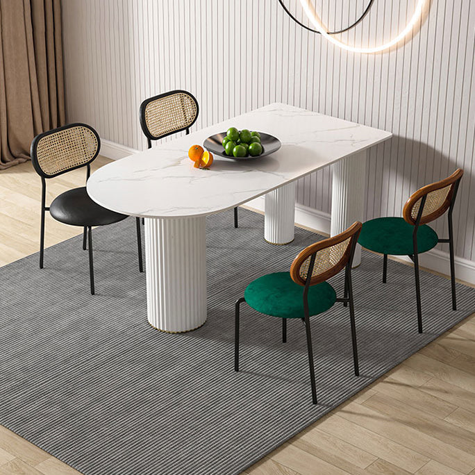 Metal Contemporary Free Form Dining Table Sintered Stone Table for Home Clearhalo ' dining_table' 'Dining Tables & Seating' 'Dining Tables' 'furn' 'furn_dining_table' 'Furniture' 'furniture_dining_table' 'Kitchen & Dining Furniture' 'kitchen&dining_furn' 'kitchen' 'kitchen_dining_table' 3670907
