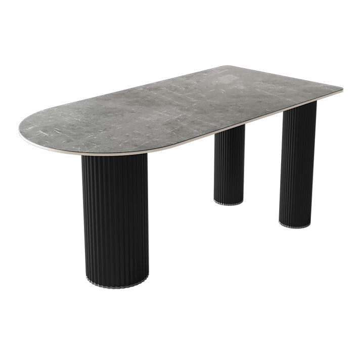 Metal Contemporary Free Form Dining Table Sintered Stone Table for Home Black Without Chairs Clearhalo ' dining_table' 'Dining Tables & Seating' 'Dining Tables' 'furn' 'furn_dining_table' 'Furniture' 'furniture_dining_table' 'Kitchen & Dining Furniture' 'kitchen&dining_furn' 'kitchen' 'kitchen_dining_table' 3670908
