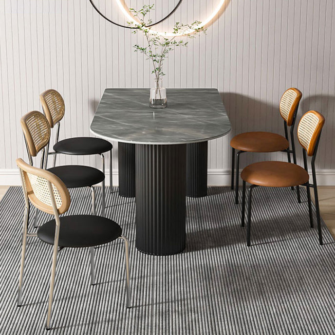 Metal Contemporary Free Form Dining Table Sintered Stone Table for Home Clearhalo ' dining_table' 'Dining Tables & Seating' 'Dining Tables' 'furn' 'furn_dining_table' 'Furniture' 'furniture_dining_table' 'Kitchen & Dining Furniture' 'kitchen&dining_furn' 'kitchen' 'kitchen_dining_table' 3670910