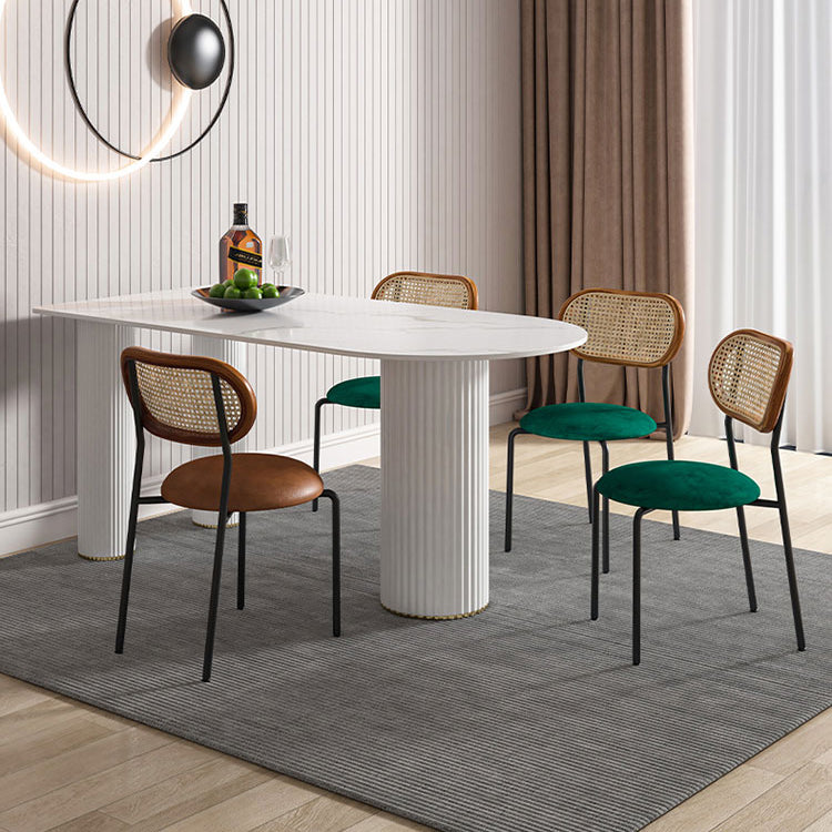 Metal Contemporary Free Form Dining Table Sintered Stone Table for Home Clearhalo ' dining_table' 'Dining Tables & Seating' 'Dining Tables' 'furn' 'furn_dining_table' 'Furniture' 'furniture_dining_table' 'Kitchen & Dining Furniture' 'kitchen&dining_furn' 'kitchen' 'kitchen_dining_table' 3670911