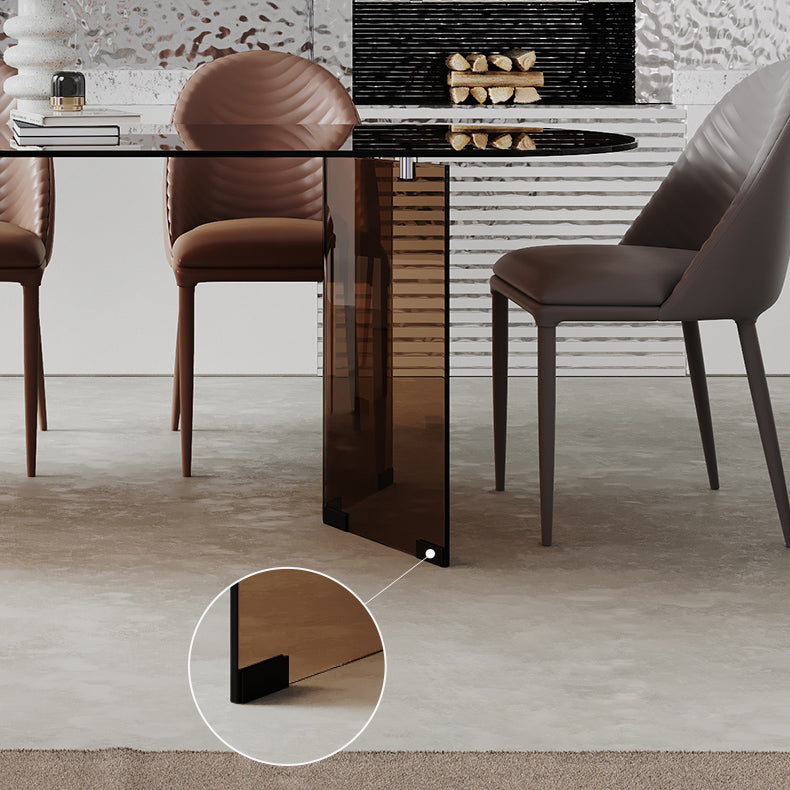 Glass Contemporary Free Form Dining Table Clear Glass Table for Dining Room and Kitchen Clearhalo ' dining_table' 'Dining Tables & Seating' 'Dining Tables' 'furn' 'furn_dining_table' 'Furniture' 'furniture_dining_table' 'Kitchen & Dining Furniture' 'kitchen&dining_furn' 'kitchen' 'kitchen_dining_table' 3670938