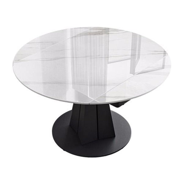 Modern Style Sintered Stone Dining Room Table Round Home Table with Metal Base White Clearhalo ' dining_table' 'Dining Tables & Seating' 'Dining Tables' 'Furniture' 'furniture_dining_table' 'Kitchen & Dining Furniture' 'kitchen&dining_furn' 'kitchen' 'kitchen_dining_table' 3670941