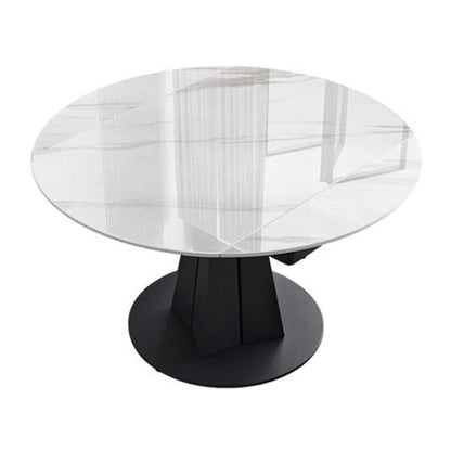 Modern Style Sintered Stone Dining Room Table Round Home Table with Metal Base White Clearhalo ' dining_table' 'Dining Tables & Seating' 'Dining Tables' 'Furniture' 'furniture_dining_table' 'Kitchen & Dining Furniture' 'kitchen&dining_furn' 'kitchen' 'kitchen_dining_table' 3670941