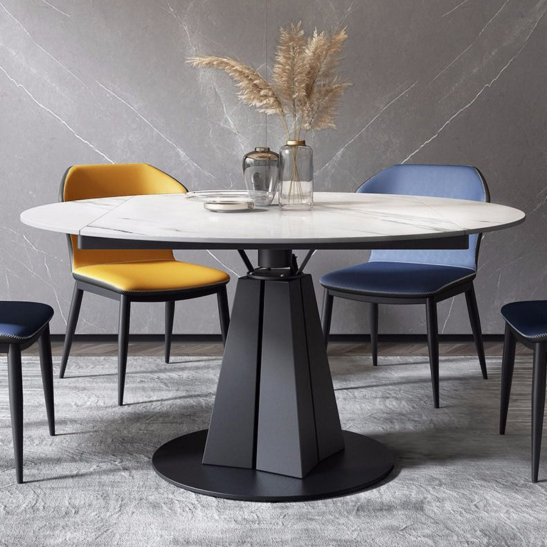 Modern Style Sintered Stone Dining Room Table Round Home Table with Metal Base Clearhalo ' dining_table' 'Dining Tables & Seating' 'Dining Tables' 'Furniture' 'furniture_dining_table' 'Kitchen & Dining Furniture' 'kitchen&dining_furn' 'kitchen' 'kitchen_dining_table' 3670942
