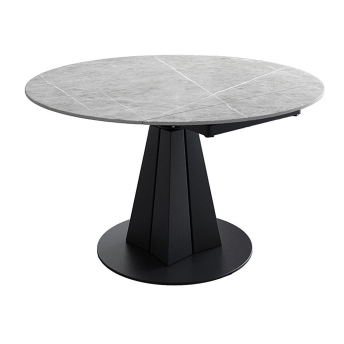 Modern Style Sintered Stone Dining Room Table Round Home Table with Metal Base Gray Clearhalo ' dining_table' 'Dining Tables & Seating' 'Dining Tables' 'Furniture' 'furniture_dining_table' 'Kitchen & Dining Furniture' 'kitchen&dining_furn' 'kitchen' 'kitchen_dining_table' 3670945