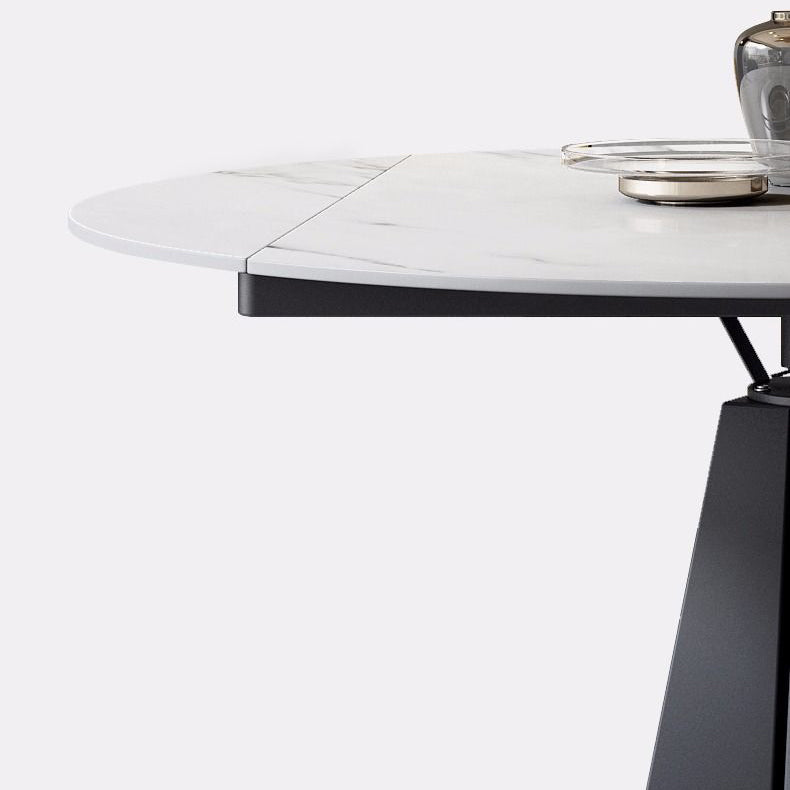 Modern Style Sintered Stone Dining Room Table Round Home Table with Metal Base Clearhalo ' dining_table' 'Dining Tables & Seating' 'Dining Tables' 'Furniture' 'furniture_dining_table' 'Kitchen & Dining Furniture' 'kitchen&dining_furn' 'kitchen' 'kitchen_dining_table' 3670948