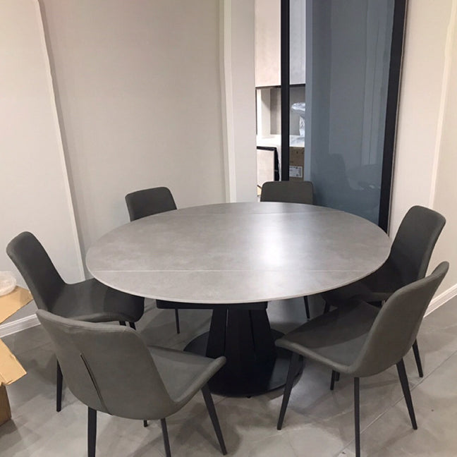 Modern Style Sintered Stone Dining Room Table Round Home Table with Metal Base Clearhalo ' dining_table' 'Dining Tables & Seating' 'Dining Tables' 'Furniture' 'furniture_dining_table' 'Kitchen & Dining Furniture' 'kitchen&dining_furn' 'kitchen' 'kitchen_dining_table' 3670952