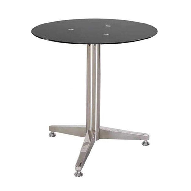 Contemporary Round Dining Room Table Tempered Glass Table with Pedestal Base for Dining Room Black 27.6"L x 27.6"W x 29.5"H Without Chairs Clearhalo ' dining_table' 'Dining Tables & Seating' 'Dining Tables' 'furn' 'furn_dining_table' 'Furniture' 'furniture_dining_table' 'Kitchen & Dining Furniture' 'kitchen&dining_furn' 'kitchen' 'kitchen_dining_table' 3670954