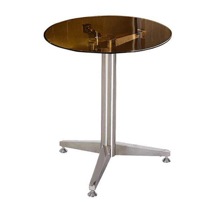 Contemporary Round Dining Room Table Tempered Glass Table with Pedestal Base for Dining Room Brown Without Chairs Clearhalo ' dining_table' 'Dining Tables & Seating' 'Dining Tables' 'furn' 'furn_dining_table' 'Furniture' 'furniture_dining_table' 'Kitchen & Dining Furniture' 'kitchen&dining_furn' 'kitchen' 'kitchen_dining_table' 3670959
