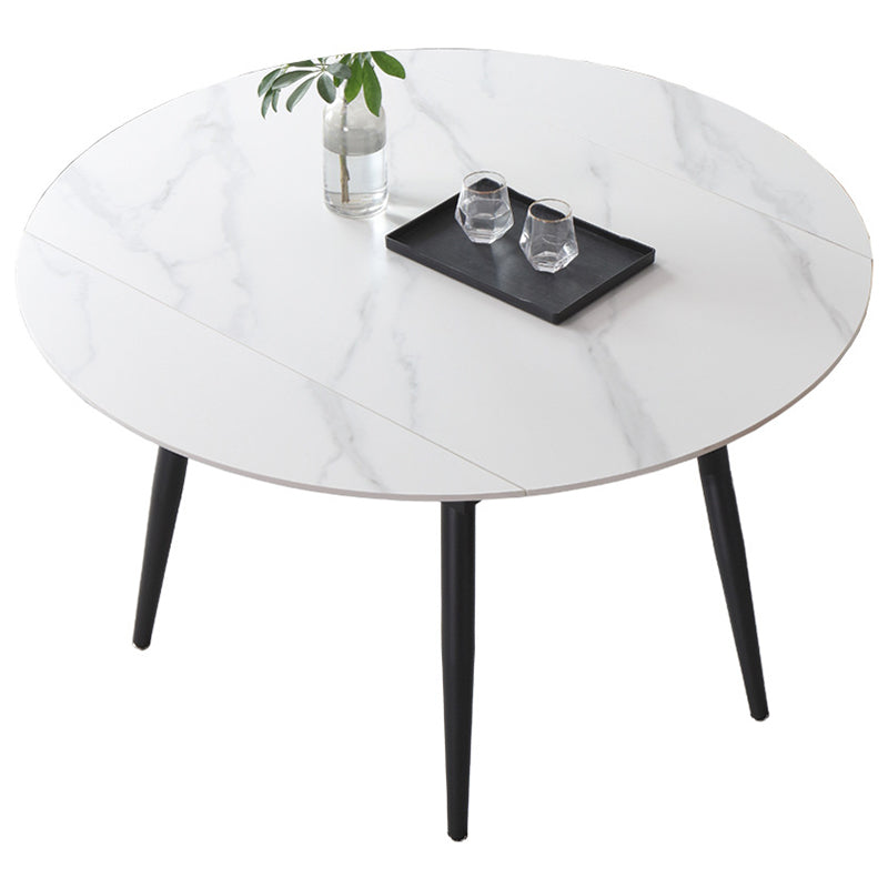 Modern Style Sintered Stone Dining Table White Round Home Table with Black Frame Clearhalo ' dining_table' 'Dining Tables & Seating' 'Dining Tables' 'furn' 'furn_dining_table' 'Furniture' 'furniture_dining_table' 'Kitchen & Dining Furniture' 'kitchen&dining_furn' 'kitchen' 'kitchen_dining_table' 3670967