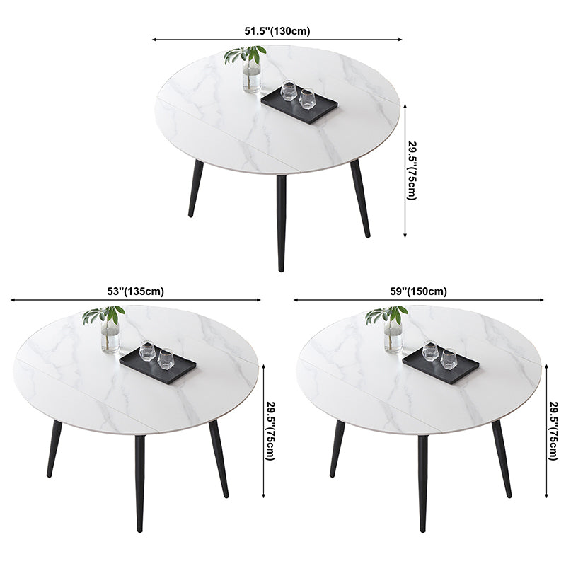 Modern Style Sintered Stone Dining Table White Round Home Table with Black Frame Clearhalo ' dining_table' 'Dining Tables & Seating' 'Dining Tables' 'furn' 'furn_dining_table' 'Furniture' 'furniture_dining_table' 'Kitchen & Dining Furniture' 'kitchen&dining_furn' 'kitchen' 'kitchen_dining_table' 3670972