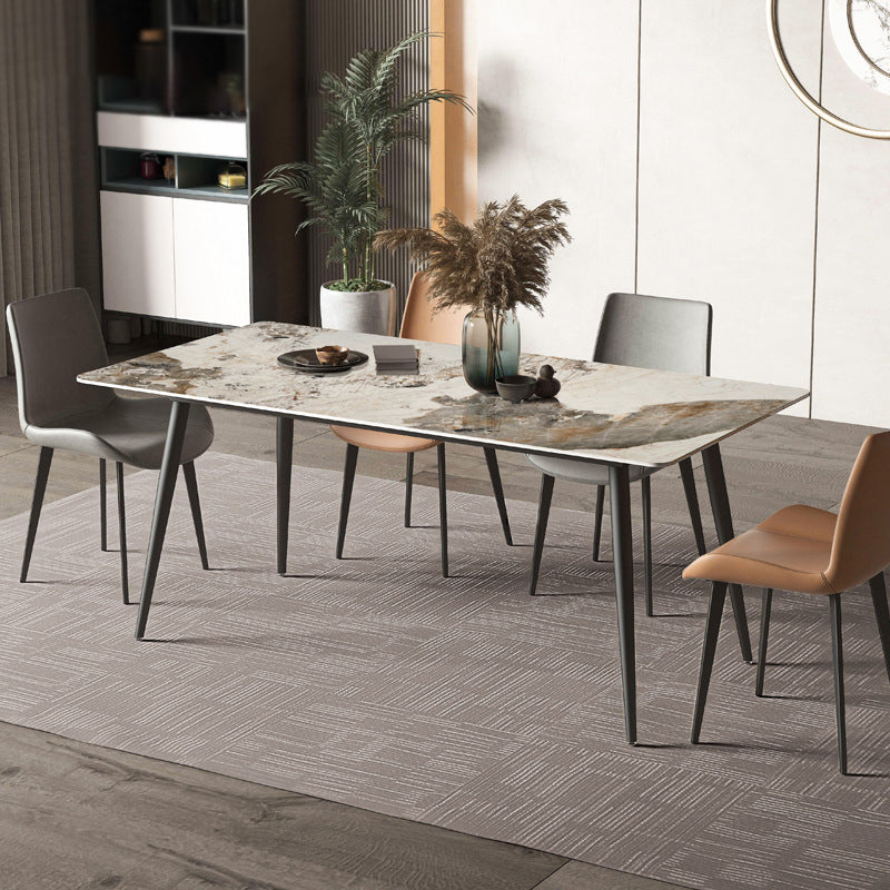 Metal Contemporary Rectangular Dining Table Sintered Stone Table for Kitchen and Dining Room Clearhalo ' dining_table' 'Dining Tables & Seating' 'Dining Tables' 'furn' 'furn_dining_table' 'Furniture' 'furniture_dining_table' 'Kitchen & Dining Furniture' 'kitchen&dining_furn' 'kitchen' 'kitchen_dining_table' 3670975