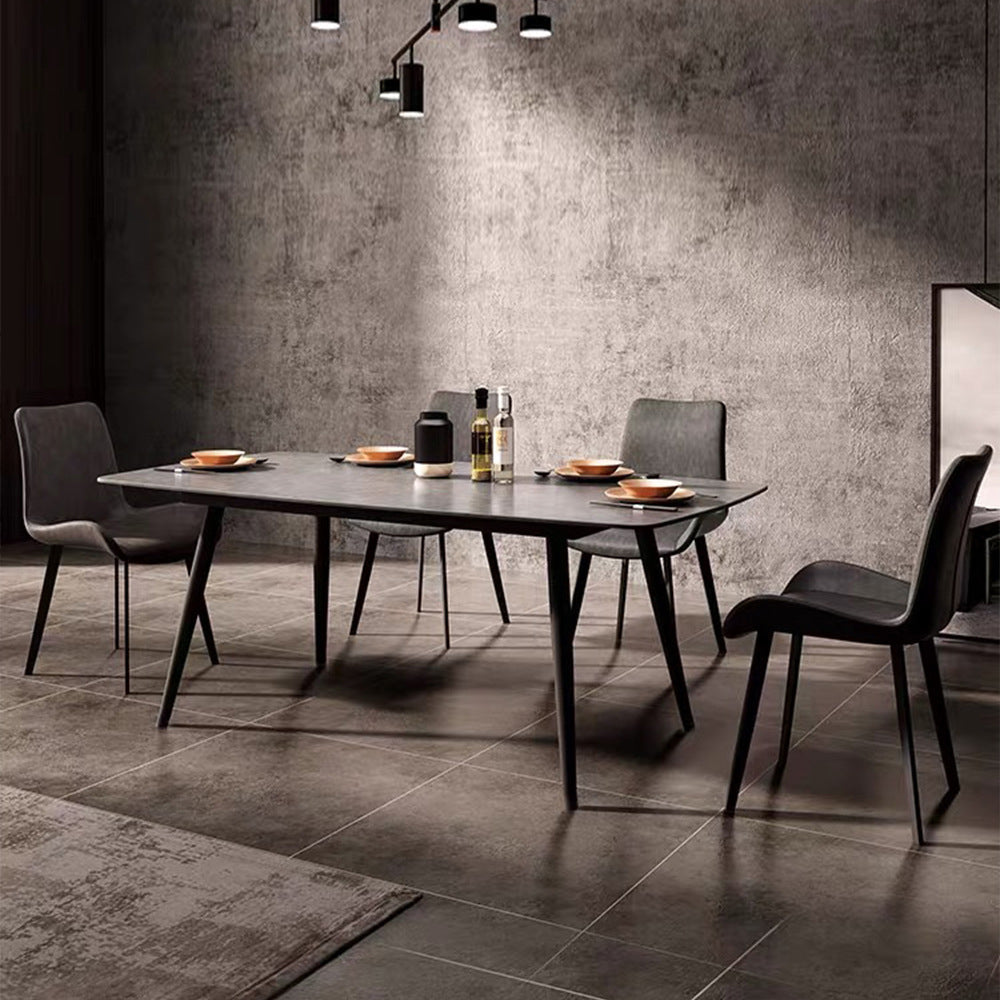 Metal Contemporary Rectangular Dining Table Sintered Stone Table for Kitchen and Dining Room Clearhalo ' dining_table' 'Dining Tables & Seating' 'Dining Tables' 'furn' 'furn_dining_table' 'Furniture' 'furniture_dining_table' 'Kitchen & Dining Furniture' 'kitchen&dining_furn' 'kitchen' 'kitchen_dining_table' 3670978