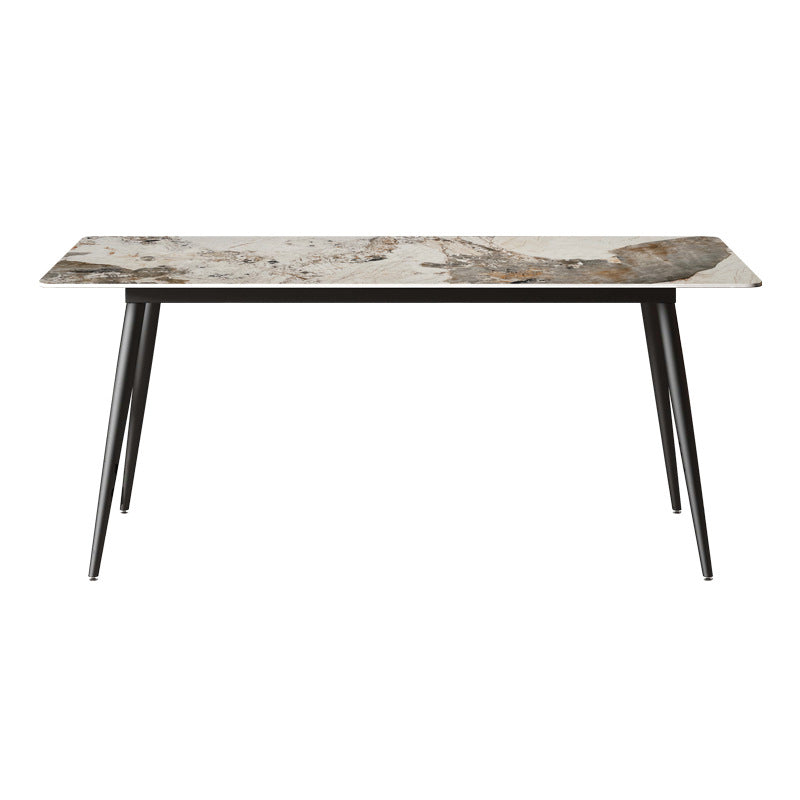 Metal Contemporary Rectangular Dining Table Sintered Stone Table for Kitchen and Dining Room White Without Chairs Clearhalo ' dining_table' 'Dining Tables & Seating' 'Dining Tables' 'furn' 'furn_dining_table' 'Furniture' 'furniture_dining_table' 'Kitchen & Dining Furniture' 'kitchen&dining_furn' 'kitchen' 'kitchen_dining_table' 3670980