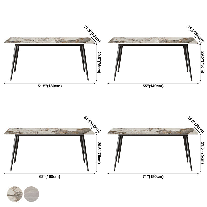 Metal Contemporary Rectangular Dining Table Sintered Stone Table for Kitchen and Dining Room Clearhalo ' dining_table' 'Dining Tables & Seating' 'Dining Tables' 'furn' 'furn_dining_table' 'Furniture' 'furniture_dining_table' 'Kitchen & Dining Furniture' 'kitchen&dining_furn' 'kitchen' 'kitchen_dining_table' 3670985