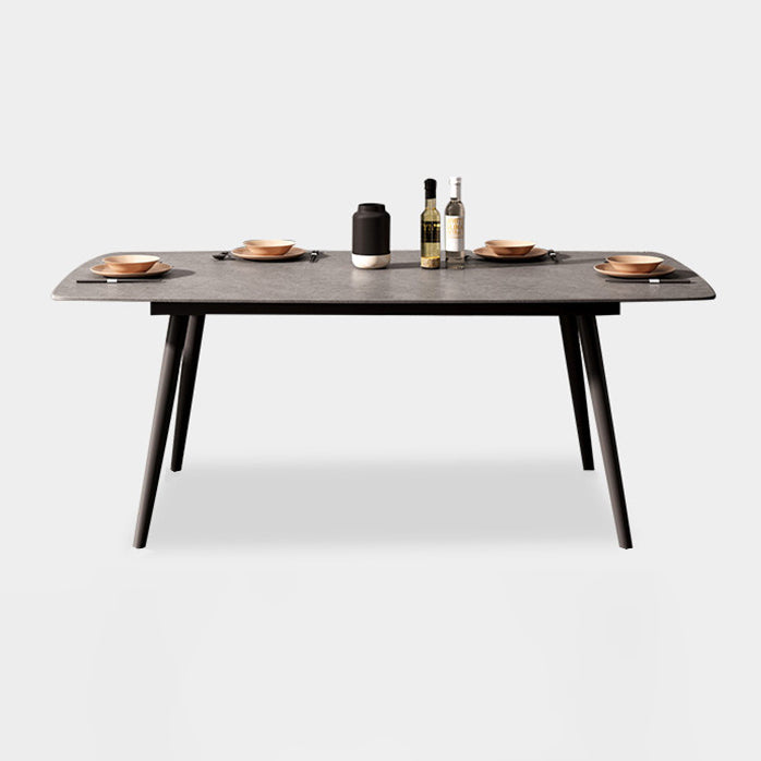 Metal Contemporary Rectangular Dining Table Sintered Stone Table for Kitchen and Dining Room Clearhalo ' dining_table' 'Dining Tables & Seating' 'Dining Tables' 'furn' 'furn_dining_table' 'Furniture' 'furniture_dining_table' 'Kitchen & Dining Furniture' 'kitchen&dining_furn' 'kitchen' 'kitchen_dining_table' 3670986