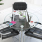 Modern Style Tempered Glass Dining Table Tripod Base Dining Site Table for Dining Room Clearhalo ' dining_table' 'Dining Tables & Seating' 'Dining Tables' 'furn' 'furn_dining_table' 'Furniture' 'furniture_dining_table' 'Kitchen & Dining Furniture' 'kitchen&dining_furn' 'kitchen' 'kitchen_dining_table' 3670996