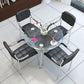 Modern Style Tempered Glass Dining Table Tripod Base Dining Site Table for Dining Room Clearhalo ' dining_table' 'Dining Tables & Seating' 'Dining Tables' 'furn' 'furn_dining_table' 'Furniture' 'furniture_dining_table' 'Kitchen & Dining Furniture' 'kitchen&dining_furn' 'kitchen' 'kitchen_dining_table' 3670997