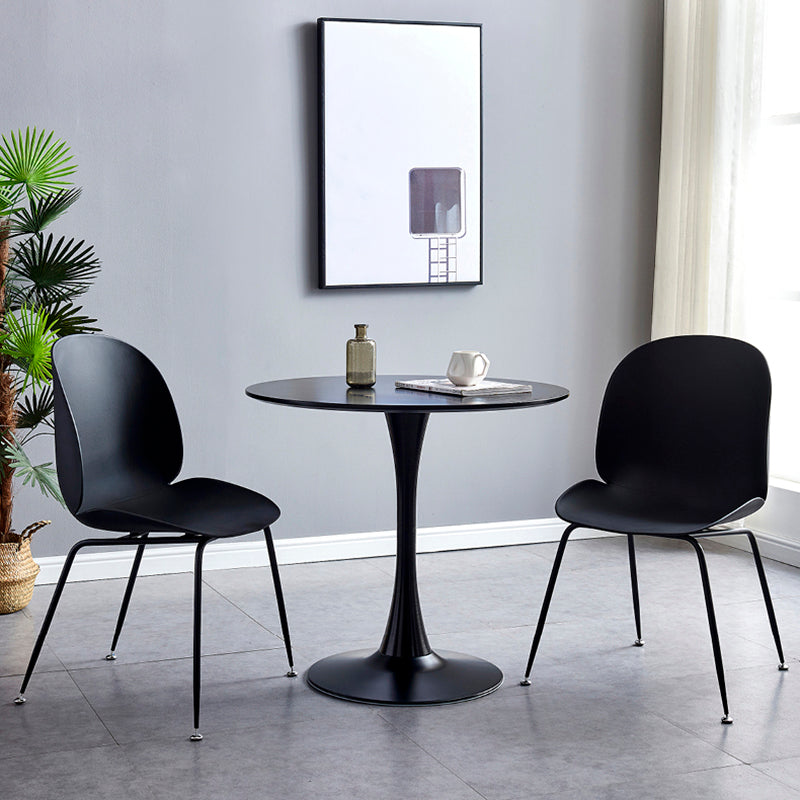 Round Modern Style Solid Wood Dining Table Dining Furniture with Tulip Base Black 23.6"L x 23.6"W x 28.7"H Without Chairs Clearhalo ' dining_table' 'Dining Tables & Seating' 'Dining Tables' 'furn' 'furn_dining_table' 'Furniture' 'furniture_dining_table' 'Kitchen & Dining Furniture' 'kitchen&dining_furn' 'kitchen' 'kitchen_dining_table' 3671003