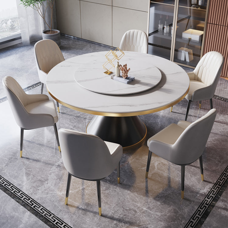 Contemporary Sintered Stone Dining Table Round Table with Metallic Base Clearhalo ' dining_table' 'Dining Tables & Seating' 'Dining Tables' 'furn' 'furn_dining_table' 'Furniture' 'furniture_dining_table' 'Kitchen & Dining Furniture' 'kitchen&dining_furn' 'kitchen' 'kitchen_dining_table' 3671048