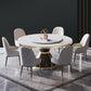 Contemporary Sintered Stone Dining Table Round Table with Metallic Base Clearhalo ' dining_table' 'Dining Tables & Seating' 'Dining Tables' 'furn' 'furn_dining_table' 'Furniture' 'furniture_dining_table' 'Kitchen & Dining Furniture' 'kitchen&dining_furn' 'kitchen' 'kitchen_dining_table' 3671049