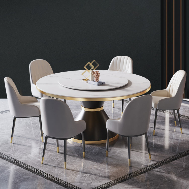 Contemporary Sintered Stone Dining Table Round Table with Metallic Base Clearhalo ' dining_table' 'Dining Tables & Seating' 'Dining Tables' 'furn' 'furn_dining_table' 'Furniture' 'furniture_dining_table' 'Kitchen & Dining Furniture' 'kitchen&dining_furn' 'kitchen' 'kitchen_dining_table' 3671049