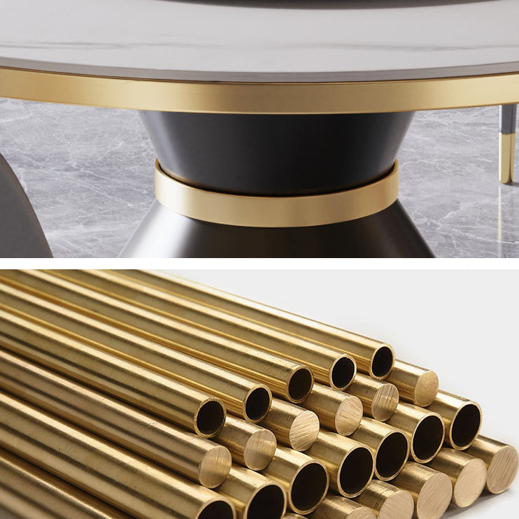Contemporary Sintered Stone Dining Table Round Table with Metallic Base Clearhalo ' dining_table' 'Dining Tables & Seating' 'Dining Tables' 'furn' 'furn_dining_table' 'Furniture' 'furniture_dining_table' 'Kitchen & Dining Furniture' 'kitchen&dining_furn' 'kitchen' 'kitchen_dining_table' 3671053