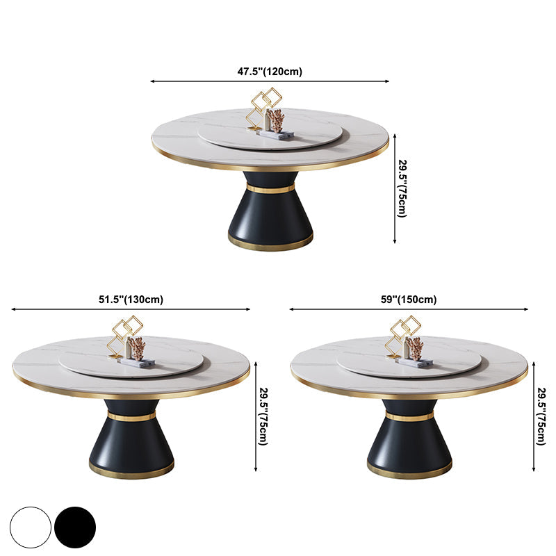 Contemporary Sintered Stone Dining Table Round Table with Metallic Base Clearhalo ' dining_table' 'Dining Tables & Seating' 'Dining Tables' 'furn' 'furn_dining_table' 'Furniture' 'furniture_dining_table' 'Kitchen & Dining Furniture' 'kitchen&dining_furn' 'kitchen' 'kitchen_dining_table' 3671056