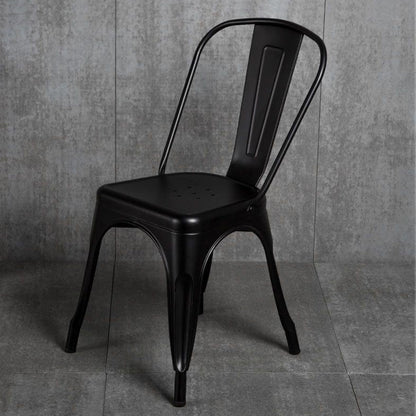 Industrial Dining Room Chair Slat Back Side Chair with Metal Legs for Home Use Black 1 Piece Clearhalo ' kitchen&dining_furn' 'Dining Chairs' 'Dining Tables & Seating' 'dining_chair' 'furn' 'furn_dining_chair' 'Furniture' 'furniture_dining_chair' 'Kitchen & Dining Furniture' 'kitchen' 3671070