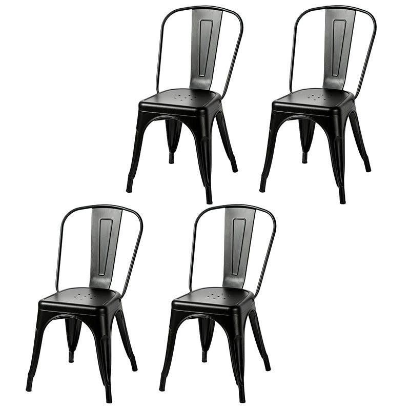 Industrial Dining Room Chair Slat Back Side Chair with Metal Legs for Home Use Black 4 Piece Set Clearhalo ' kitchen&dining_furn' 'Dining Chairs' 'Dining Tables & Seating' 'dining_chair' 'furn' 'furn_dining_chair' 'Furniture' 'furniture_dining_chair' 'Kitchen & Dining Furniture' 'kitchen' 3671076