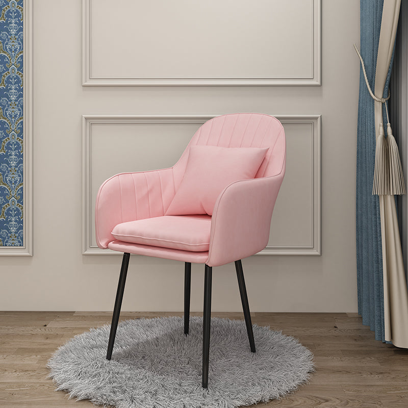 Glam Dining Arm Chair Solid Back Side Chair with 4 Metal Legs for Home Use Clearhalo ' kitchen&dining_furn' 'Dining Chairs' 'Dining Tables & Seating' 'dining_chair' 'furn' 'furn_dining_chair' 'Furniture' 'furniture_dining_chair' 'Kitchen & Dining Furniture' 'kitchen' 3671086