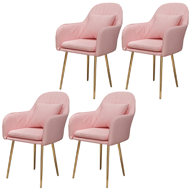 Glam Dining Arm Chair Solid Back Side Chair with 4 Metal Legs for Home Use Pink 4 Piece Set Brass Gold Clearhalo ' kitchen&dining_furn' 'Dining Chairs' 'Dining Tables & Seating' 'dining_chair' 'furn' 'furn_dining_chair' 'Furniture' 'furniture_dining_chair' 'Kitchen & Dining Furniture' 'kitchen' 3671087