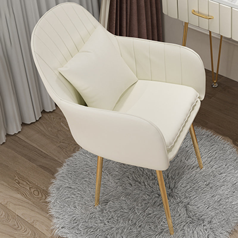 Glam Dining Arm Chair Solid Back Side Chair with 4 Metal Legs for Home Use Clearhalo ' kitchen&dining_furn' 'Dining Chairs' 'Dining Tables & Seating' 'dining_chair' 'furn' 'furn_dining_chair' 'Furniture' 'furniture_dining_chair' 'Kitchen & Dining Furniture' 'kitchen' 3671090