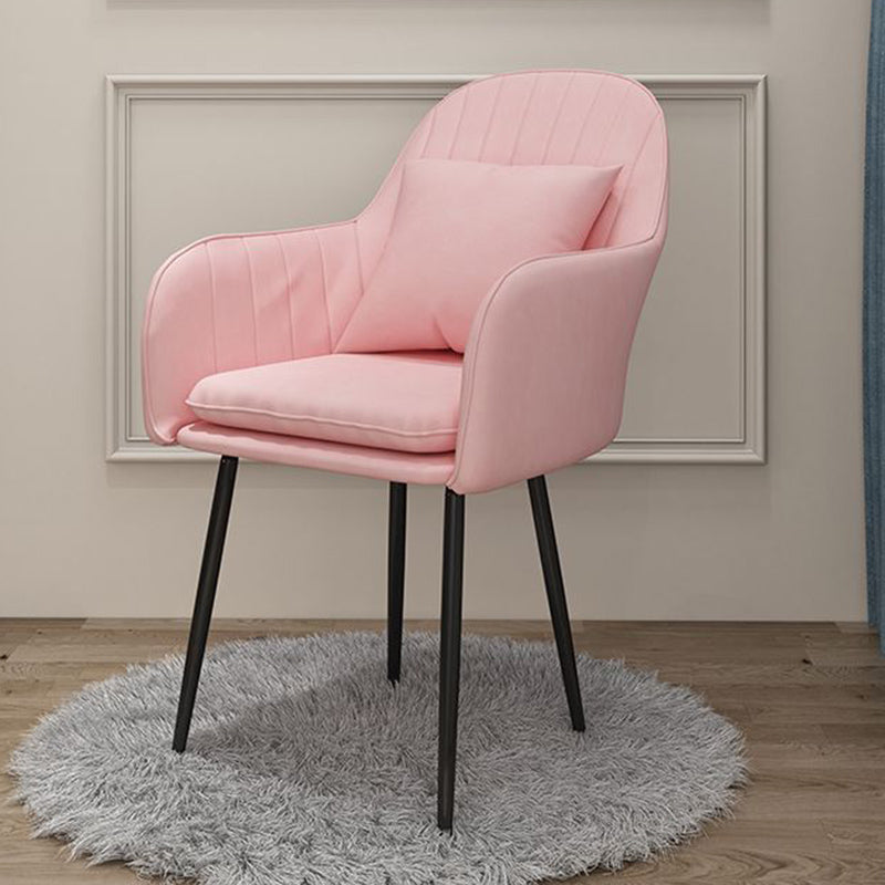 Glam Dining Arm Chair Solid Back Side Chair with 4 Metal Legs for Home Use Pink 1 Piece Black Clearhalo ' kitchen&dining_furn' 'Dining Chairs' 'Dining Tables & Seating' 'dining_chair' 'furn' 'furn_dining_chair' 'Furniture' 'furniture_dining_chair' 'Kitchen & Dining Furniture' 'kitchen' 3671095