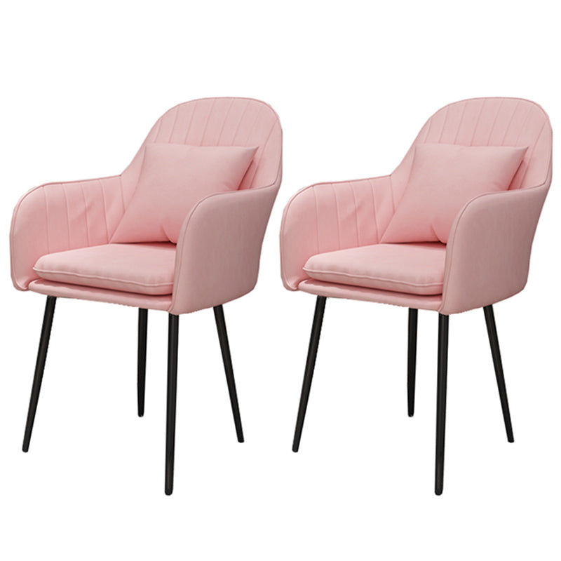 Glam Dining Arm Chair Solid Back Side Chair with 4 Metal Legs for Home Use Pink 2 Piece Set Black Clearhalo ' kitchen&dining_furn' 'Dining Chairs' 'Dining Tables & Seating' 'dining_chair' 'furn' 'furn_dining_chair' 'Furniture' 'furniture_dining_chair' 'Kitchen & Dining Furniture' 'kitchen' 3671097