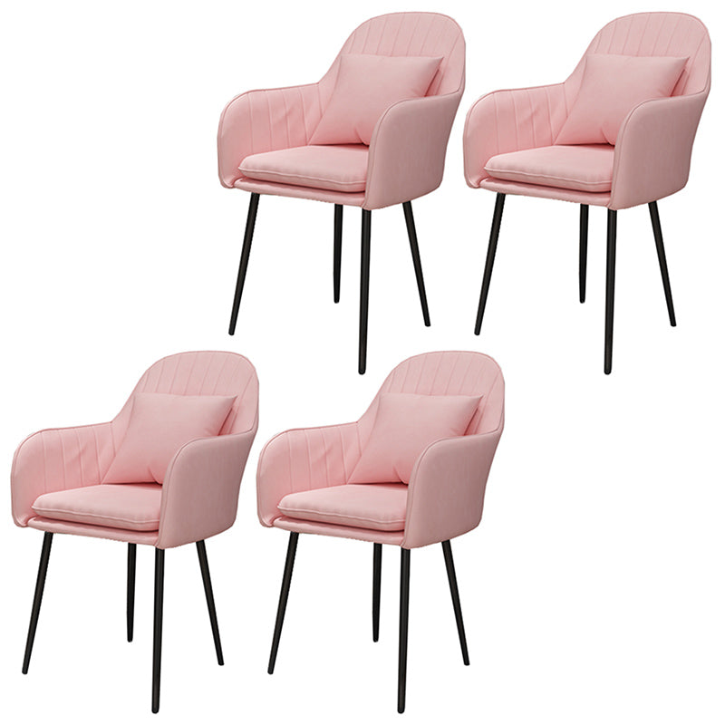 Glam Dining Arm Chair Solid Back Side Chair with 4 Metal Legs for Home Use Pink 4 Piece Set Black Clearhalo ' kitchen&dining_furn' 'Dining Chairs' 'Dining Tables & Seating' 'dining_chair' 'furn' 'furn_dining_chair' 'Furniture' 'furniture_dining_chair' 'Kitchen & Dining Furniture' 'kitchen' 3671099