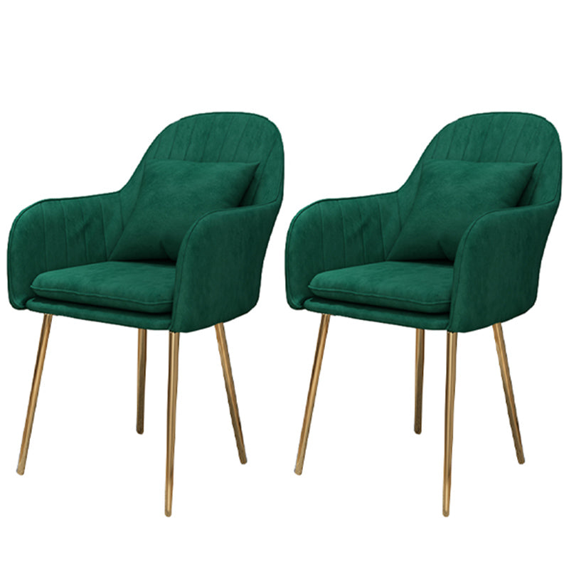 Glam Dining Arm Chair Solid Back Side Chair with 4 Metal Legs for Home Use Blackish Green 2 Piece Set Brass Gold Clearhalo ' kitchen&dining_furn' 'Dining Chairs' 'Dining Tables & Seating' 'dining_chair' 'furn' 'furn_dining_chair' 'Furniture' 'furniture_dining_chair' 'Kitchen & Dining Furniture' 'kitchen' 3671102